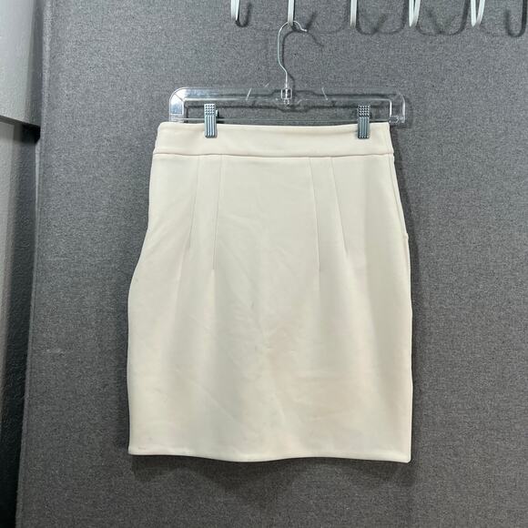 Express Skirt High-Low Asymmetrical Mini Skirt Cream Color Size 4 - Picture 4 of 10